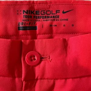 Nike red stretch golf pants, 34x34, wide leg opening